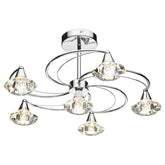 Luther 6 Light Semi Flush Polished Chrome Crystal Dar Lighting
